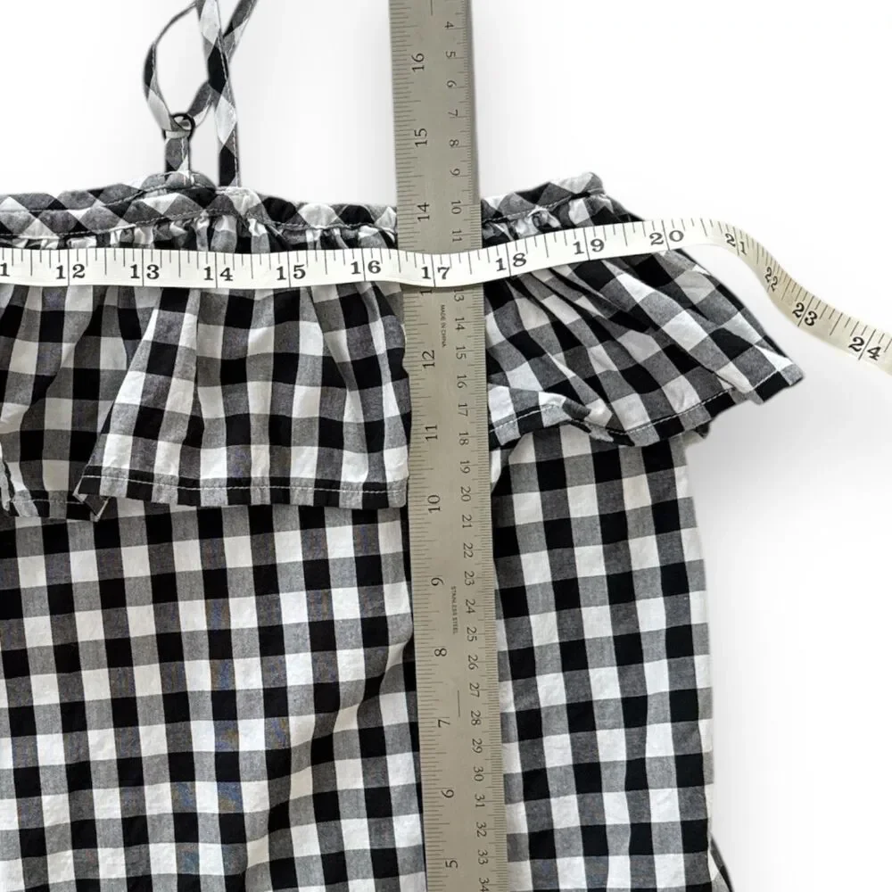 A New Day Cute Off-the-Shoulder Black/White Gingham Ruffle Top Wm Sz XL EUC‎
